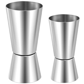 XFentech Set of 2 Dual Spirit Measure - 25/50ml & 15/30 ml 304 Stainless Steel Jigger Spirit Measure Double Measure Cup Cocktail Drink Measures for Bar Home Wine Measurements