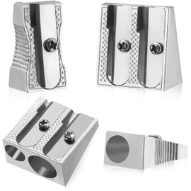 OFiSEXPT Metal Pencil Sharpeners, 4pcs Manual Double Hole Pencil Sharpener for Colored Graphite Pencils, Crayon Sharpener, Home School Office