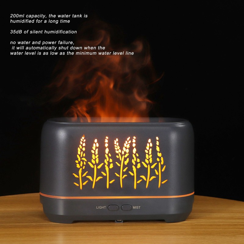 200ml Essential Oil Diffuser Hollow Out Quiet Diffuser with Flame