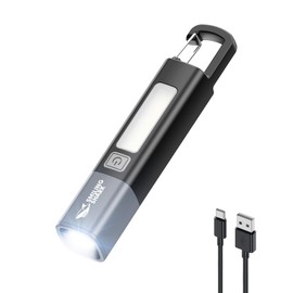 Smiling Shark LED Flashlight, G1 Flash Light Black 3 Modes Zoomable Focus White Sidelight Waterproof Powerful Super Bright EDC Torch Light Outdoor Emergency,Mini-Rechargeable-LED-Flashlight-Camping