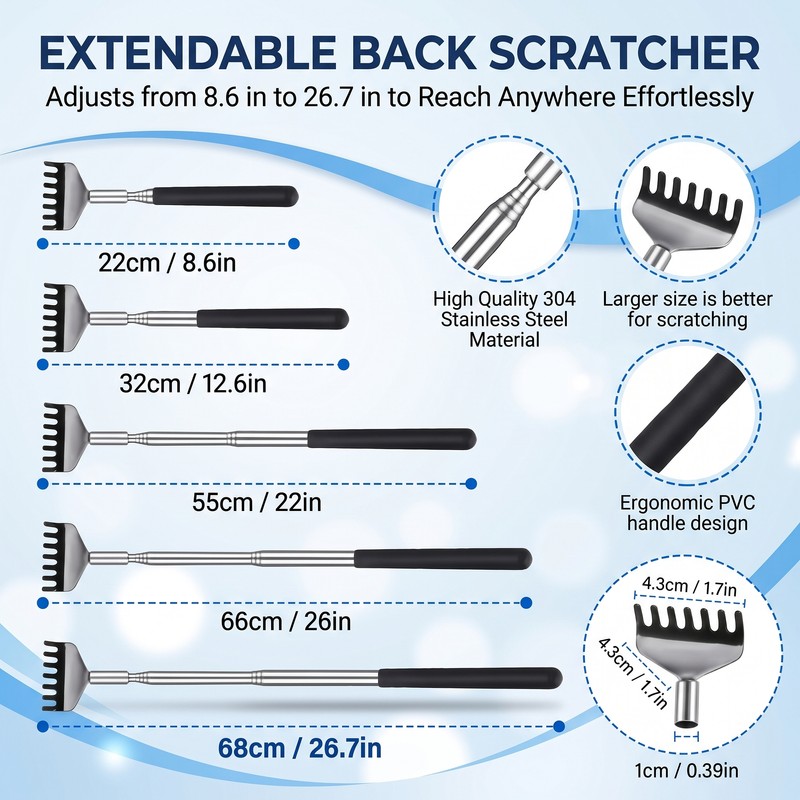 1PCS Adjustable Back Scratcher Steel Back Massage Telescopic Anti Itch