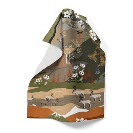 Arvidssons Textil Fjällvandring Green/Beige Tea Towel 46 x 70 cm