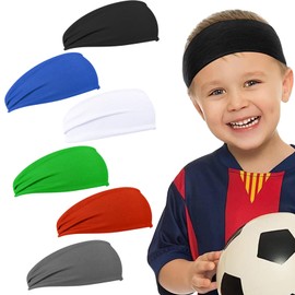 LLMSIX 6Pieces Kids Sport Headbands, Wicking Sweat Headbands Soft Athletic Sweatbands Elastic Kids Headband Breathable Head Sweat Band for Youth Teenagers Girls and Boys Soccer (6 Color)