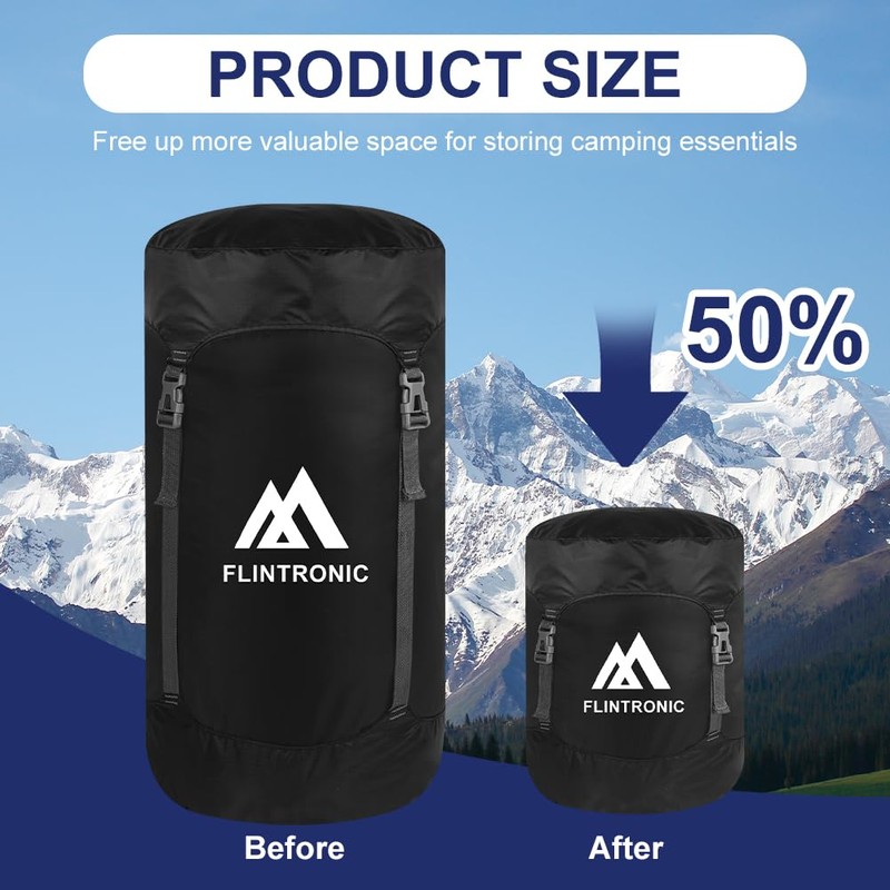 Flintronic Compression Stuff Sack, 25L, Lightweight Water Resistant Compact Stuff