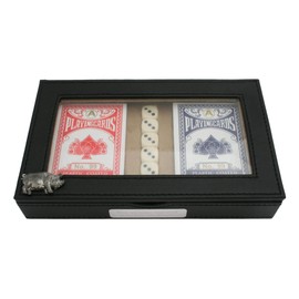 Gamekeepers Cottage gifts Pig Playing Cards and 5 Dice in Black PU Case Poker Gift With Free Engraving 272 BL