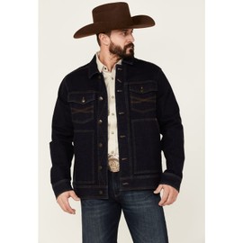 Blue Ranchwear Men's Button-Down Dark Denim Trucker Jacket - BRSP22O01-DARKBLUE Medium