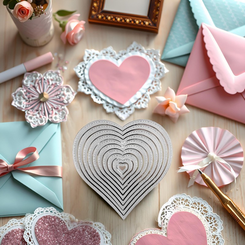 10pcs Love Heart Cutting Dies for DIY Scrapbooking Cutting Dies,