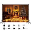 OFILA Merry Christmas Backdrop 10x8ft Fireplace Photography Background Gifts Lights