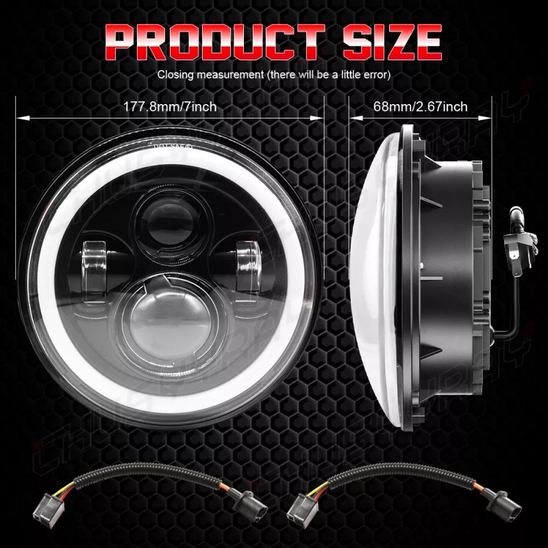 CHUSYYRAY Black Pair FOR Datsun 280ZX/240Z/260Z/280Z 7inch Round LED Headlights