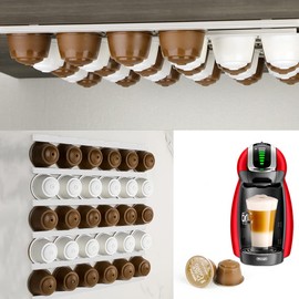 DIYBravo Pack of 6 Capsule Holders Space Saving for Fridge Wall Cupboard Sticky Capsule Dispenser Capsule Holder Non-Slip Capsule Stand for 30 Capsules Dolce Nespresso Gusto