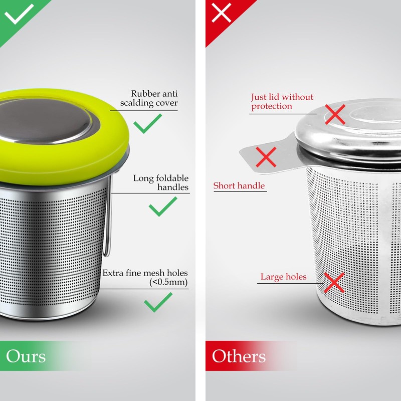 Fenshine Tea Infuser Stainless Steel Tea Strainer Folding Handle Tea