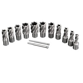M2AL HSS Annular Cutter Set 13pcs LYXC 3/4'' Weldon Shank 1'' Cutting Depth 7/16'' to 1-1/16'' Cutting Diameter with 2pc Pilot Pins for Mag Drill Press