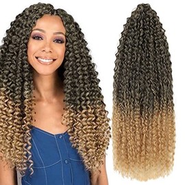 3 Packs 28 Inch Brazilian Braids Deep Wave Crochet Hair Wave Curly Synthetic Hair Afro Wave Braiding Hair Extensions (28 Inch T27#)