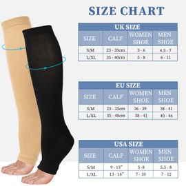 Flight Compression Socks for Women & Men, 2 Pairs Toeless Compression Stockings, Supports Socks Varicose Veins Socks for Maternity Pregnancy, Flying, Running Sports, Nurse (S/M)