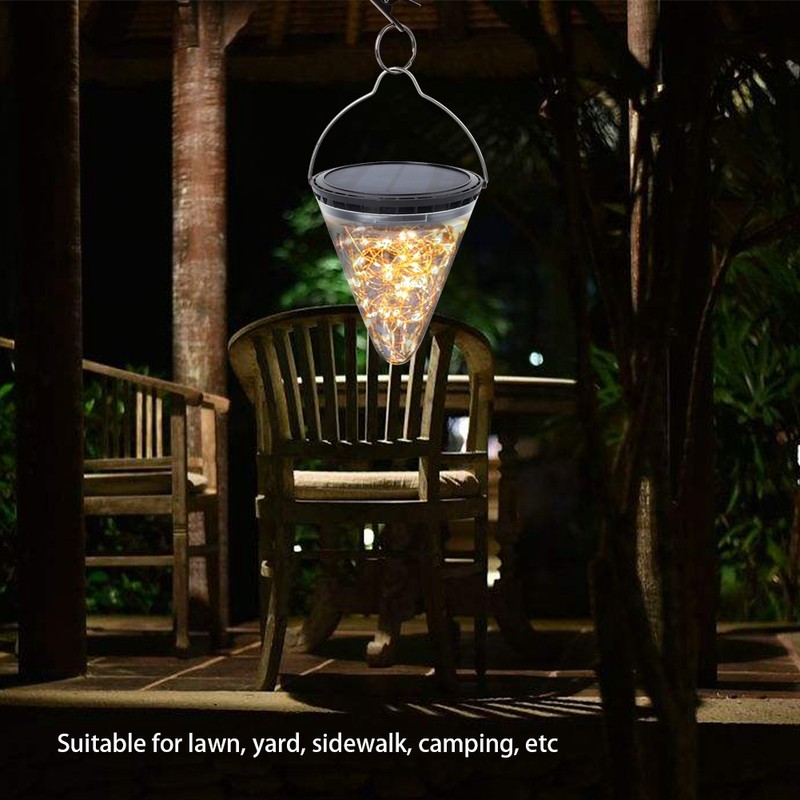Waterproof Solar LED Lights Cone Shape Hanging Lamp Light for