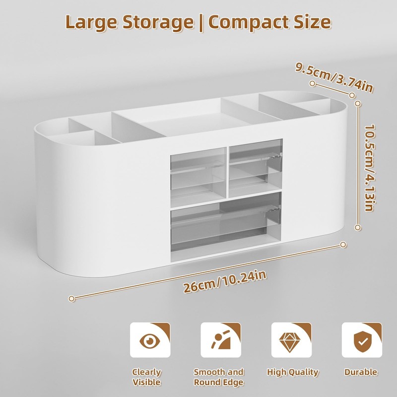 Marbrasse Desk Organiser with 3 Drawers,Multi-Functional Pen Holder,Desk Tidy and