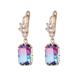 Pendientes de Mujer TREE NEST Aretes de Mujer con Cristal Rojo y Azul, Pendientes Colgantes Elegantes y Nobles, Joyería Regalo Ideal para Mujer 10024