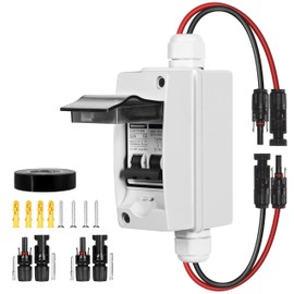 MINGSONG Solar Panels Disconnect Switch 32Amp AC Solar Shut Off Switch 400V 2 Poles Outdoor DC Small Miniature Circuit Breaker Box, IP65 Waterproof UV-Proof for Solar PV Homes