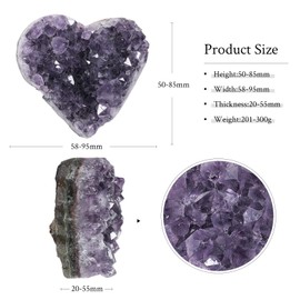 mookaitedecor Natürliche Amethyst Druse Herzform Kristall Drusensegment, Rohstein Herz Stein Mineralien Heilsteine für Meditation und Dekoration, 0.44-0.66 LB