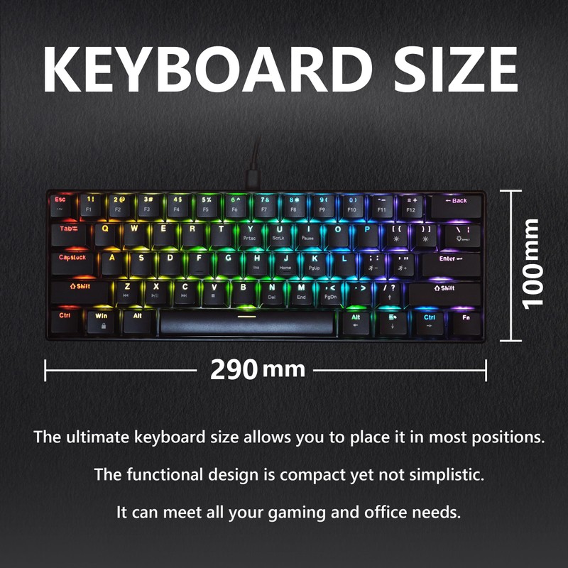Bangsanth Mechanical Keyboard, 60% Mechanical Gaming Keyboard with Blue Switches