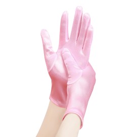 EORUBE 1920s Gloves for Women Wrist Length Short Satin Gloves Party Costume Gloves, pink