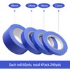 BOMEI PACK 4 Pack Blue Painters Tape, 1/2" 3/4" 1”