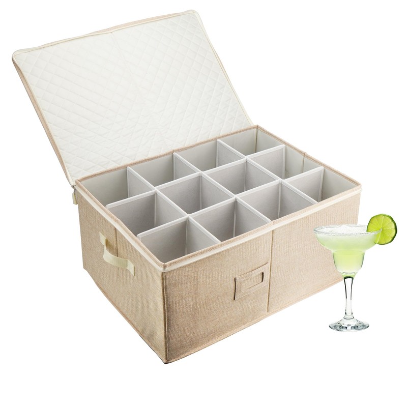 LotFancy Stemware Storage Container, Hard Shell, Large Wine Glass Storage