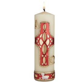 Needzo Religious Candle Mosaic Inspired Unscented Pillar Candles for Mass or Home Decoration, Prayer Space Sanctuary Decor, 8 Inches