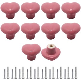 SWZHAI 10 Pcs Black Ceramic Cabinet Knobs, Heart Shaped Drawer Knobs Kitchen Cabinet Dresser Pulls Handles, Decorative Cabinet Door Knobs for Furniture Cupboard Closet