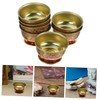 Ciieeo 7pcs Holy Water Offering Cup Copper Lotus Pattern Buddhist