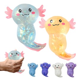 6PCS Squishy for Axolotl, Soft Squeeze Fidget Toys for Stress Relief, Pinch, Axolotl Toy, Soft Squeeze Toys Suitable for All Ages, Including 2 Large and 4 Small Pinch Toys