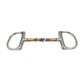 Equine Smile ES0073 Bit D-Ring D-Ring D-Button Simple Broken with Copper Rollers Copper Roller Stainless Steel Bit Thickness 13 mm (13.5 cm)