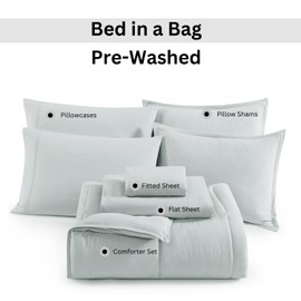 Casa Platino Twin Comforter Set Pre-Washed – 5 Piece Bed in a Bag – Ultra Soft & Cozy 100% Brushed Microfiber Twin Bed Set with Comforter, Flat Sheet, Fitted Sheet, 1 Pillowcase & 1 Sham – Mineral