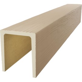 Ekena Millwork 3 1/2"W x 5 1/2"H x 96"L 3-Sided (U-Beam) MENA HeritageTimber Faux Wood Ceiling Beam, Primed Tan