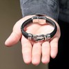 Kopira Pulsera de Cuero Hombre, Pulseras Negro Piel Trenzado con