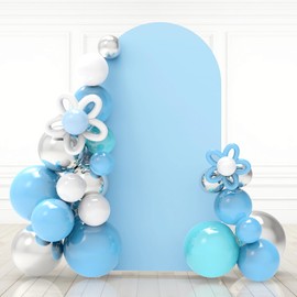 Babenest 7.2Ft Baby Blue Wedding Arch Cover, Spandex Fitted Arch Backdrop Cover for Photography, Round Top Chiara Stand Cover for Party Ceremony Birthday Baby Shower Anniversary Decoration