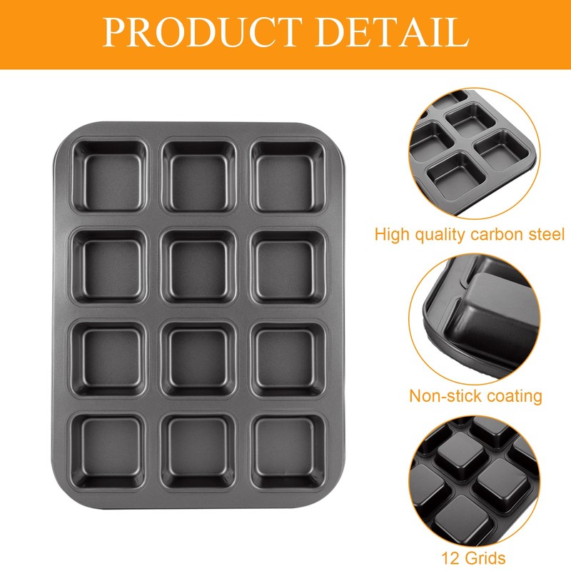 MUXHEL 3 Pcs 12-Cavity Brownie Pan with Dividers, 14" ×