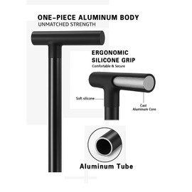 Walking Cane for Men and Women Heavy Duty Non-Foldable One-Piece Aluminum Anti-Slip Ergonomic Handle Canes for Seniors Bariatric & Rehab Use 34Inch (Black)