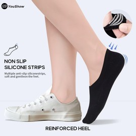 YouShow Ladies Black Socks Mens 6-11 Mens Invisible Socks Black Ankle Socks Womens 4-7 Thin Cotton Trainer Socks Womens Low Cut Seamless Socks Women 10 Pairs Summer Casual Liner Socks