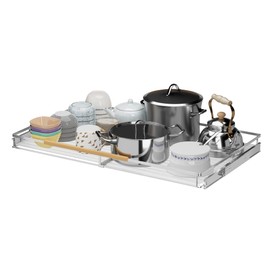 Slideep Expandable Slide Out Drawer, Large Pull Out Cabinet Organizer Pantry Shelves Storage Basket for Kitchen, Under Sink, Wardrobe, Chrome