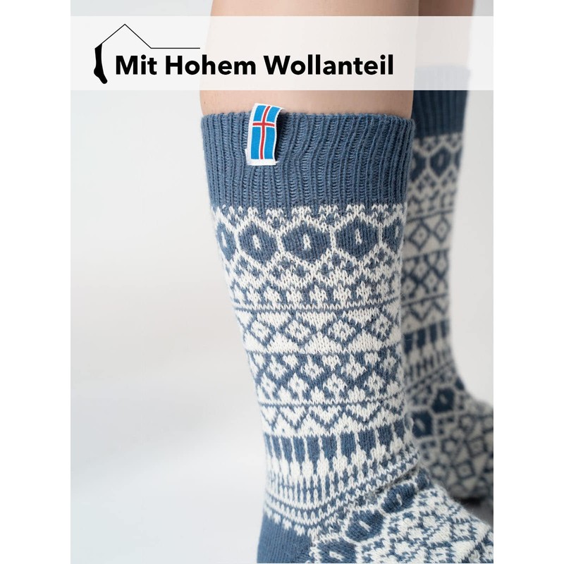 One Pair of 60% Wool Socks Island Flag Scandinavian Design,