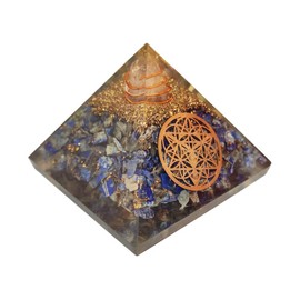BHHROOM Lapis Lazuli Pentacle Crystal Orgone Pyramid E-Energy Protection 60-70MM