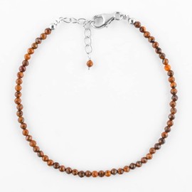 Tiger -Eye -Armband für Frauen, natürliche Edelsteinperlen, Geburtsstein, zierlich handgefertigte Schmuck, Chakra Energy Healing Kristalle, 925 Sterling Silber -Kette 8 Zoll