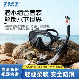 Scuba Set: Evo Snorkel Clip Goggles with Anti-fog & Scratch-Resistant Lenses, Full Dry Snorkel ms3130 Transparent Cold Gray Adult, Sandbag Packaging 10ea