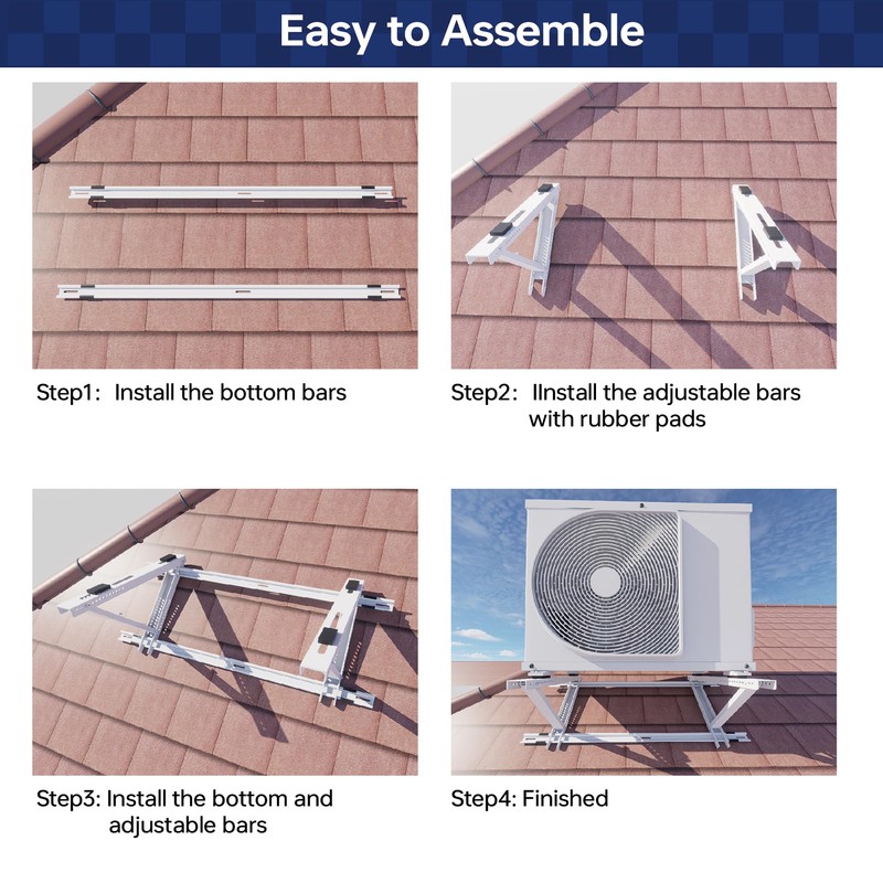 WeCooper Rooftop Mini Split Mount Bracket 9000to24000BTU,Heavy Duty Adjustable Roof