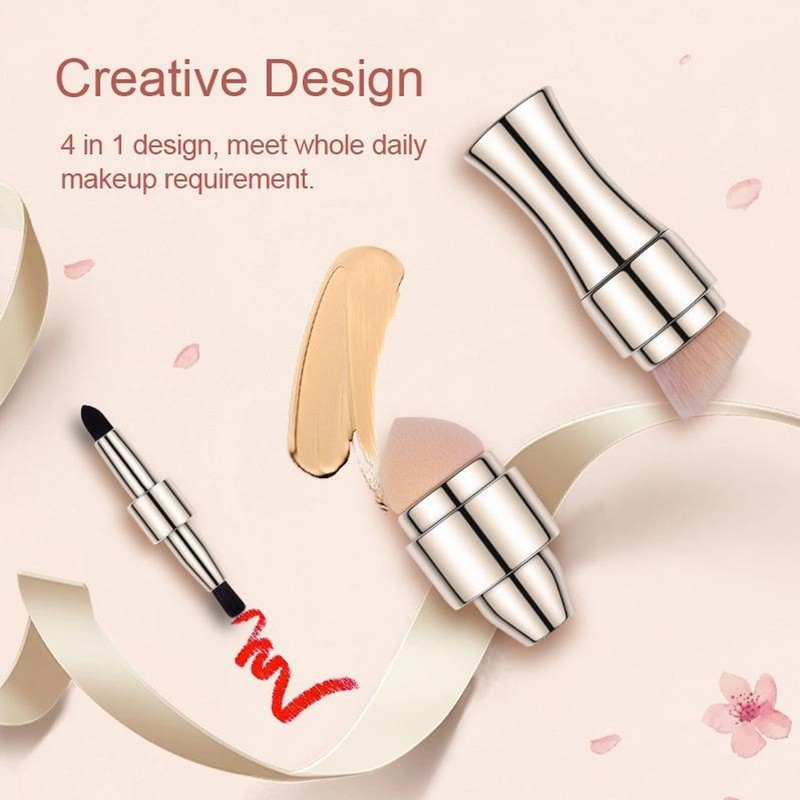 4 in 1 Makeup Brush Soft Bristles Elastic Sponge Head