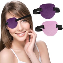2 Pcs 3D Eye Patches for Adults and Kids, Adjustable Medical Eyepatch for Right or Left Eye,One Eye Cover for Amblyopia Lazy Eye,Pirate Costume(Pink,Purple)