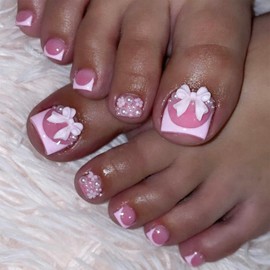 CharmBurst Pack of 24 Press On Foot Nails, Acrylic Nails for Sticking in 12 Sizes, Natural and Comfortable Toenails with Jelly Glue, Perfect for Any Occasion