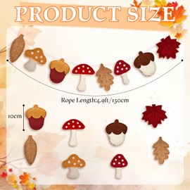 SmoothNovelty Felt Fall Garland Fall Decorations for Home 4.9 ft Felt Mushroom Garland Autumn Leaves Acorn Handmade Harvest Autumn Banner for Mantel Thanksgiving Farmhouse Woodland Party Wall Decor