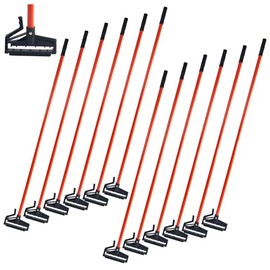 Matthew Easy Trigger Release Mop Handle 60 inch Metal Mop Stick,Commercial Mop Head Replacement Holder for Floor Cleaning,Clip On Mop Handle Quick Change for Wet Mop Handle - 12Pack Red